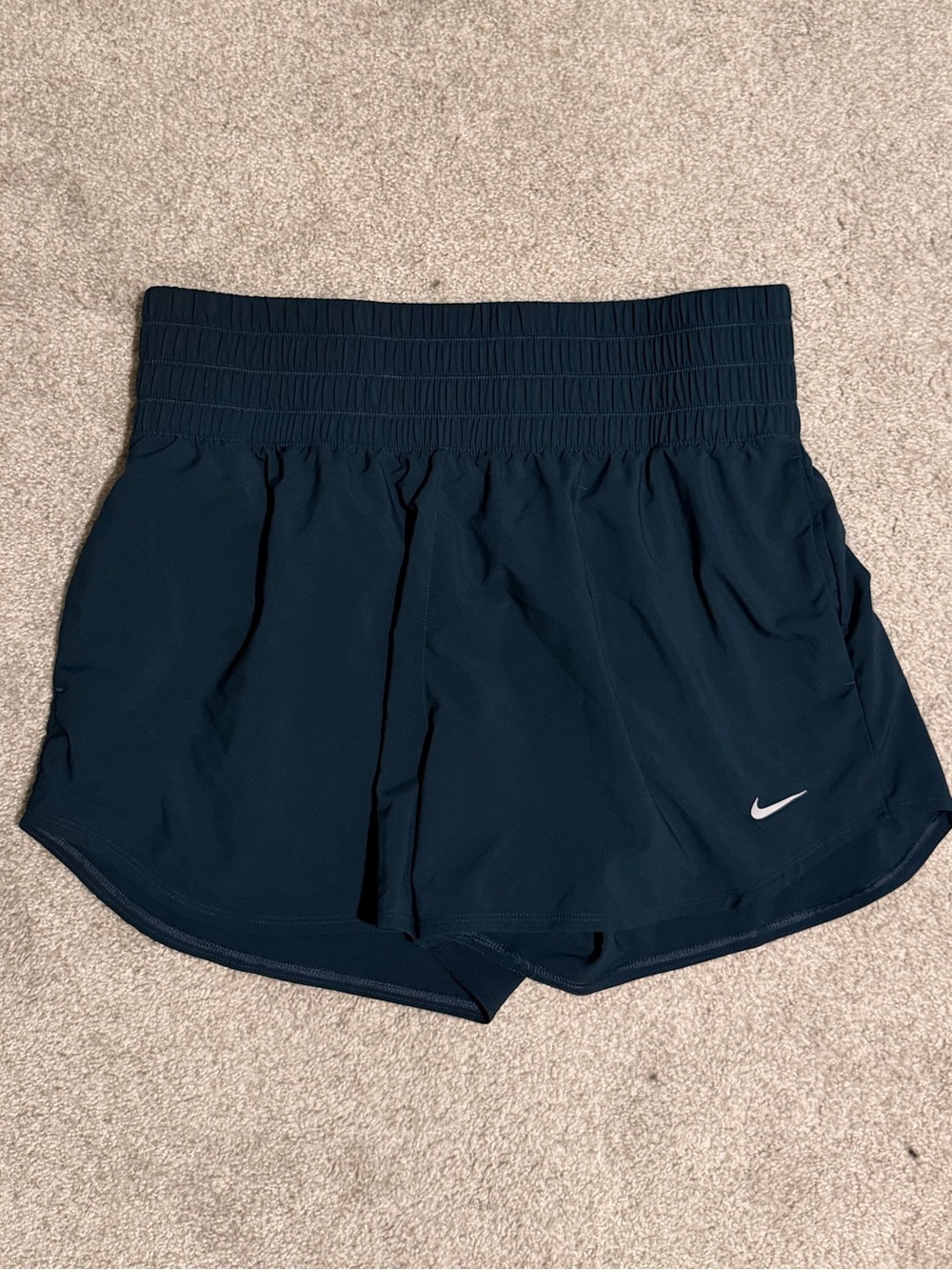 Nike Women's Navy Athletic Shorts with Smocked Waist